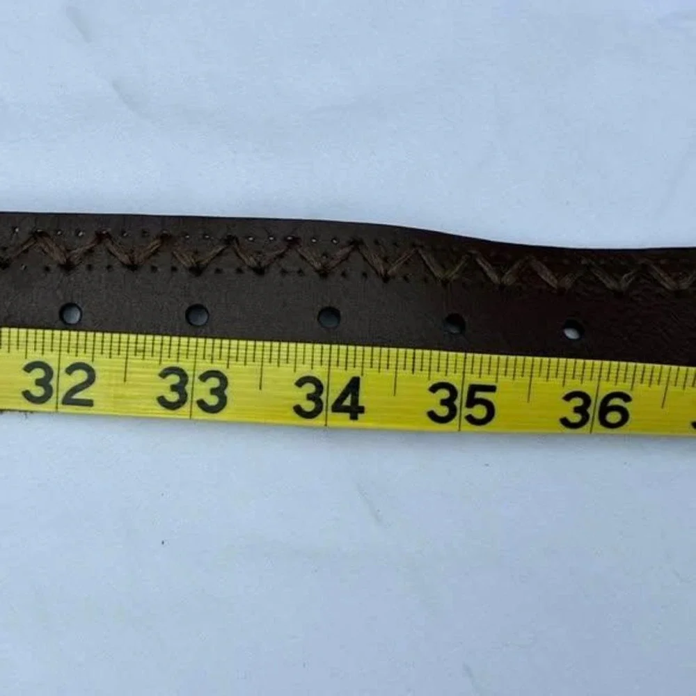 JCPenney Mens Chocolate Brown Genuine Leather Whipstitch Western Belt Size M